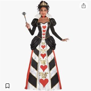 Adult Deluxe Queen of Hearts ♥️ Alice Wonderland Costume Complete Dress Crown